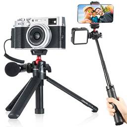 Ulanzi MT-16 Tripé para Câmera de Mesa Mini Tripé de Selfie com Sapato Frio, Tripé de Viagem para Telefone 12 Canon G7X Mark III Sony ZV-1 RX100 VII A6600 Vlogging Filmmaking Live Streaming