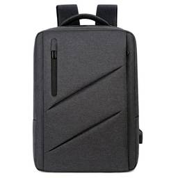 Mochila masculina para laptop de viagem com capacidade expandida, bolsa de carregamento USB, bolsa de nylon impermeável, Cinza escuro, G