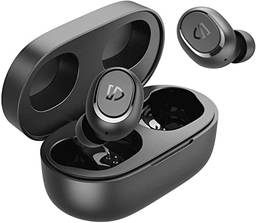 Fone de Ouvido SoundPEATS TrueFree2, TWS sem fio, Bluetooth 5.0, intra-auriculares estéreo, Sports Earbuds, IPX7 à prova d'água, aletas de ouvido personalizadas, carregamento USB-C, chamadas monaural/binaural, 20 horas de diversão (Preto)