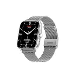 Novo relógio inteligente, sensor de gravidade, chamada bluetooth, histórico, suporte para vários esportes e monitoramento de saúde (Grey Stainless Steel Strap)