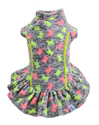 Vestido Soft Pickorruchos para cães, Cinza com Neon,Tamanho 01, XX-pequeno