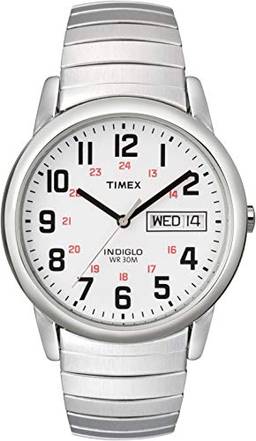 Timex Relógio masculino Easy Reader Day-Date Expansion Band, Prateado/branco, NO SIZE, ?