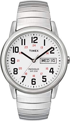 Timex Relógio masculino Easy Reader Day-Date Expansion Band, Prateado/branco, NO SIZE, ?