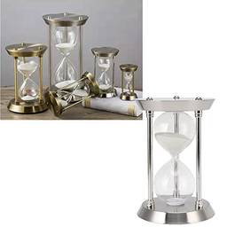Ampulheta de metal com temporizador de areia decorativo vintage alto brilho areia substituível relógio de ampulheta (prata)