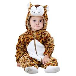 Elonglin Macacão Animal Flanela para Bebês Unissex Zíper com Capuz Pijama para Bebês Macia Quente F 12 – 18 meses