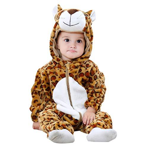 Elonglin Macacão Animal Flanela para Bebês Unissex Zíper com Capuz Pijama para Bebês Macia Quente F 6 – 12 meses