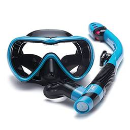 Qudai Conjunto de Snorkel à Prova de Fugas Óculos de Snorkeling Anti-embaçante para Natação Óculos com Respiração Fácil Tubo de Snorkel Seco para Snorkeling Natação Mergulho autônomo