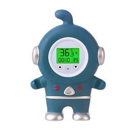 Mibee Termômetro de banho com visor tricolor iluminado de temperatura ambiente em Fahrenheit e Celsius Adorável alienígena em forma flutuante de brinquedo para banheira Termômetro de temperatura de