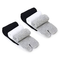 Garneck 3 pares de meias de bico grande estilo tabi de bico grande sandália casual divertida dividida dois dedos tabi meias elásticas (branco + cinza + preto)