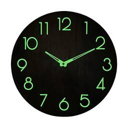 gazechimp Relógio de parede luminoso a decorativo sem - 12''/30 cm silencioso moderno na madeira para a parede do dormitório, Estilo E