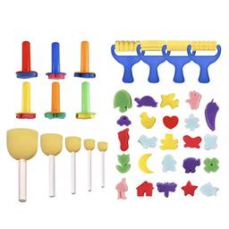 SUPVOX 39 peças de pincéis de esponja para pintura de arte, ferramentas de pintura de esponja, educação precoce grafite infantil DIY Craft
