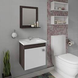 Gabinete De Banheiro 100% Mdf Iris 44 Cm Com Espelho Cafe/branco - Mgm