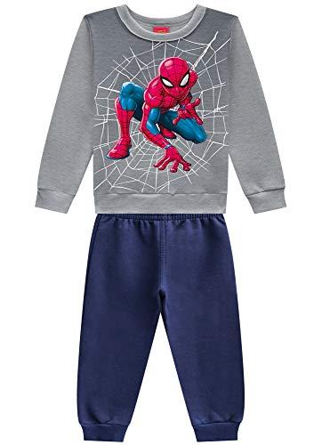 Conj. Blusão E Calça Jogger Spider Man, Brandili, meninos, Mescla Branco, 8