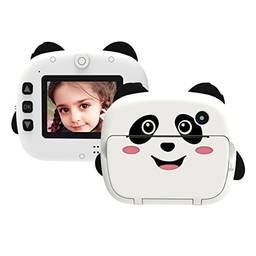 Henniu Câmera de impressão térmica instantânea infantil portátil Tela de 2,4 polegadas 1080P Câmera digital Photo Selfie 1080P FHD Vídeo Térmico Impressão sem tinta 3 rolos Papel de impressão branco