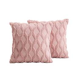 Serenable Conjunto de capa de almofada para sofá decorativo de pelúcia decorativo supermacio conjunto de capa de almofada de 50 cm, pacote com 2, Cor de rosa
