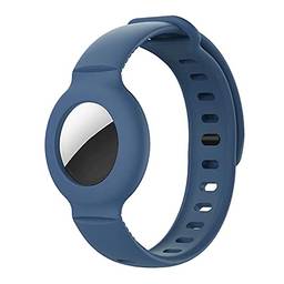 TwiHill A capa da pulseira de silicone é adequada para airTag da apple, capa protetora da airTag da apple, nova pulseira de pulseira de silicone do rastreador anti-perda de posicionamento AirTags (Azul)