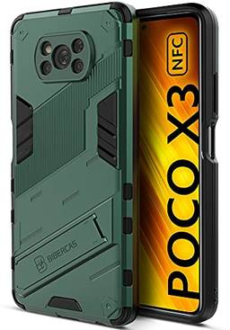 SHUNDA Capa para Xiaomi Poco X3 NFC, ultrafina, de silicone macio, TPU (poliuretano termoplástico), capa de absorção de choque com suporte - verde