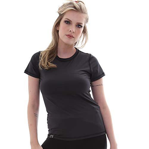Camiseta UV Protection Feminina Manga Curta UV50+ Tecido Ice Dry Fit Secagem Rápida – P Preto