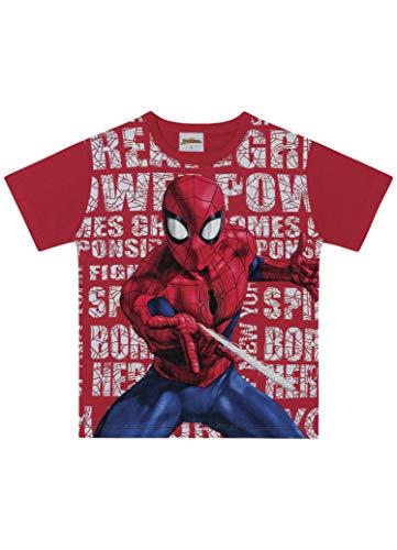 Camiseta Camiseta Spider-Man, Fakini, Meninos, Vermelho, 6
