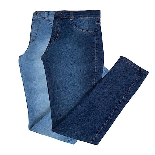 Kit 2 Calças Jeans Skinny Slim Masculina Plus Size (56, Escuro/Médio)