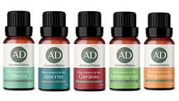 Kit Óleo Essêncial Inspiração Para Aromaterapia | 5 Aromas Incríveis 100% Puros - Menta, Alecrim, Gerânio, Lemongrass e Bergamota - Aroma D’alma