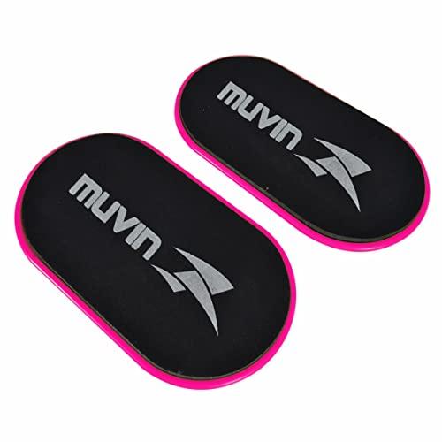 Disco de Deslizamento Muvin - 01 Par - Treinamento Funcional - Pilates - Equilíbrio - Exercício - Fortalecimento Muscular - Adominal - Core Sliders - Plástico de Alta Resistência - Leve e Portátil (Pink)