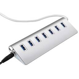 Hub USB 3.0 XWU, Hub de dados USB de 7 portas de alumínio com cabo USB para MacBook, Mac Pro, Mac Mini, iMac, Surface Pro, XPS, PC, Flash Drive, HDD móvel