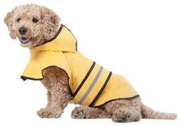 (Medium) - Fashion Pet Dog Raincoat For Small Dogs Dog Rain Jacket With Hood Dog Rain Poncho 100% Polyester Water Proof Yellow w/Grey Reflective Stripe Perfect Rain Gear For Your Pet by Ethical Pet