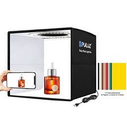 Caixa de estúdio fotográfico PULUZ mini caixa de luz dobrável LED anel luz portátil estúdio fotográfico Tenda Kit 12 cores Cenários USB caixa de luz para telefones DSLR câmera