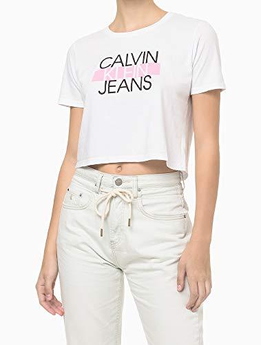 Blusa cropped logo, Calvin Klein, Feminino, Branco, M