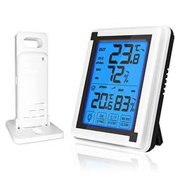 Termômetro externo para ambiente interno Higrômetro digital sem fio com LCD Touchscreen Backlight Monitor de umidade Monitor de temperatura e medidor de umidade para casa/escritório/estufa