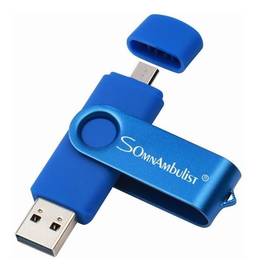 Somnambulist USB Pen Drive 4GB/8GB/16GB/32GB/64GB/128GB USB/OTG 2 em 1 Chip à Prova d'água 2.0 de Alta Velocidade Leitura 10MB/s e Gravação 3MB/s ?Azul 128GB?