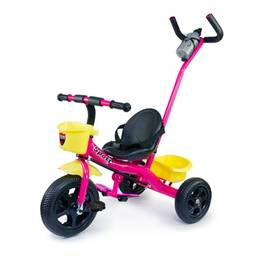 Triciclo Infantil Passeio Pedal 2 Em 1 Cesto Mega Compras (Rosa Escuro)