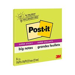 Post-it Super Sticky Big Notes, 28 x 28 cm, 1 bloco, 2X The Sticking Power, Neon Green (BN11G)