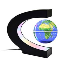 Globo Magnético Mundial,Sailsbury Globo flutuante com luz led 3 polegadas levitação magnética rotativa mapa do mundo com luz multicolorida base em forma de c lâmpada globo antigravidade criativa para