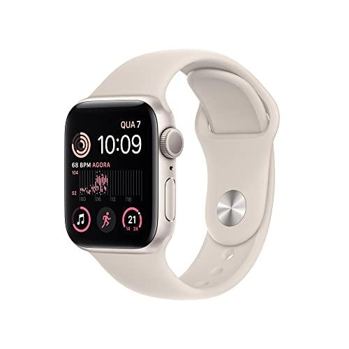 Apple Watch SE (2a geração) GPS, Smartwatch com caixa estelar de alumínio – 40 mm • Pulseira esportiva estelar – Padrão