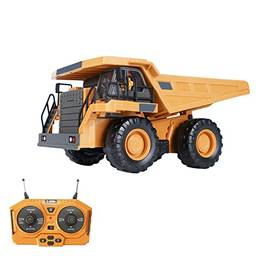 Qudai Caminhão basculante RC 1/24 2,4 GHz 9CH RC caminhão de construção veículos de engenharia brinquedos educativos para crianças com música leve
