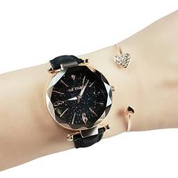 KKcare Relógio feminino moda mão luminosa com movimento de engrenagem retro relógio de pulso de quartzo