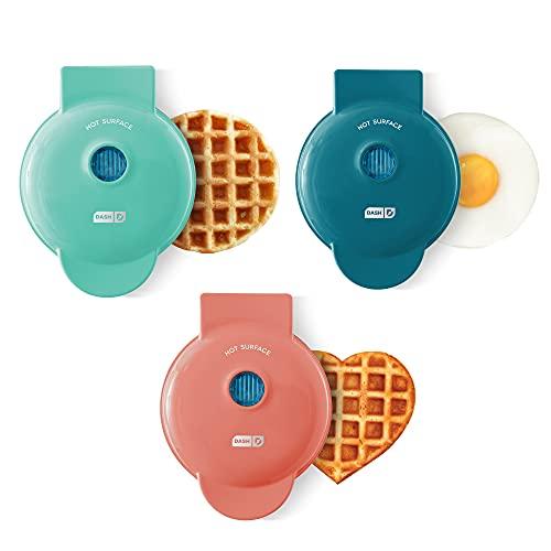 DASH Mini Maker, conjunto de 3 unidades, mini máquina de waffle + mini máquina de waffle em forma de coração + mini grelha