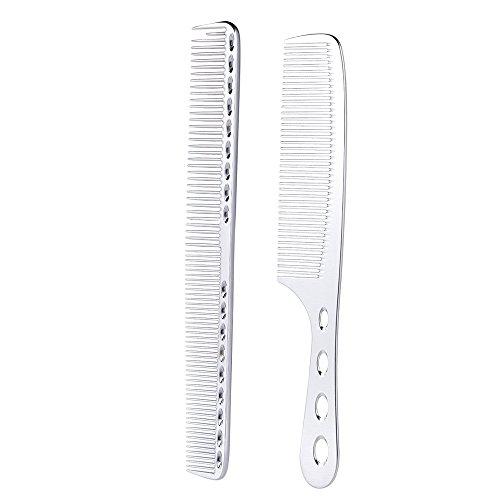 KKcare 2 unidades pente de cabelo para salão de beleza com escala profissional barbeiro cabeleireiro pente de alumínio pente de metal para corte de cabelo