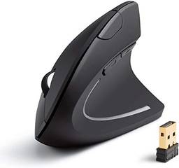 Anker Mouse óptico ergonômico vertical sem fio 2.4G, 800/1200/1600 DPI, 5 botões para laptop, desktop, PC, MacBook - Preto