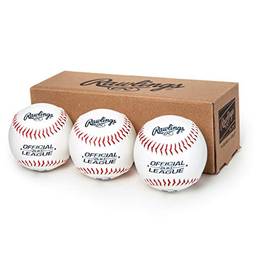 Rawlings Bola de beisebol oficial da Liga Recreacional, caixa com 3, OLB3BBOX3, branca