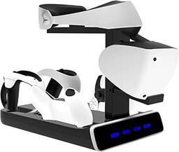 para suporte de exibição de carregamento Snoy PSVR2 com luz LED - exibição de suporte VR seu PSVR2 - carregamento compatível com alça Sony Playstation VR2, carregador de controlador PS5, carregador de assento