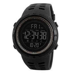 gazechimp Relógio Esportivo Masculino 1251 Cronômetro De Contagem Regressiva à Prova D'água Relógio Militar - Café preto