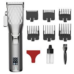 Máquina de cortar cabelo,Aparador de cabelo com gradiente de cabeça todo em metal com visor LCD cortador de cabelo elétrico profissional barbear para salão de beleza