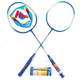 AX Esportes Kit Badminton c/ 2 Raquetes e 3 Petecas PRO , Azul