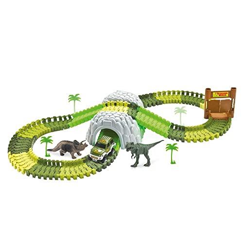 Pista Dinossauro Track com Tunel e Acessórios 109 Peças + Carrinho, DM Toys, DMT6130