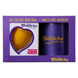 Kit Coletor Menstrual + Caneca Higienizadora Violeta Cup Tipo B Cor Amarelo, Violeta Cup