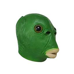 yeacher Máscara de cabeça de peixe verde Máscara de festa engraçado assustador cabeça de peixe Adulto Animal Máscara de látex de adereços de cosplay Máscara do festival de fantasia de Halloween