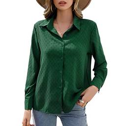 Snario Camisa feminina de botão de manga comprida de escritório camisas casuais blusa solta